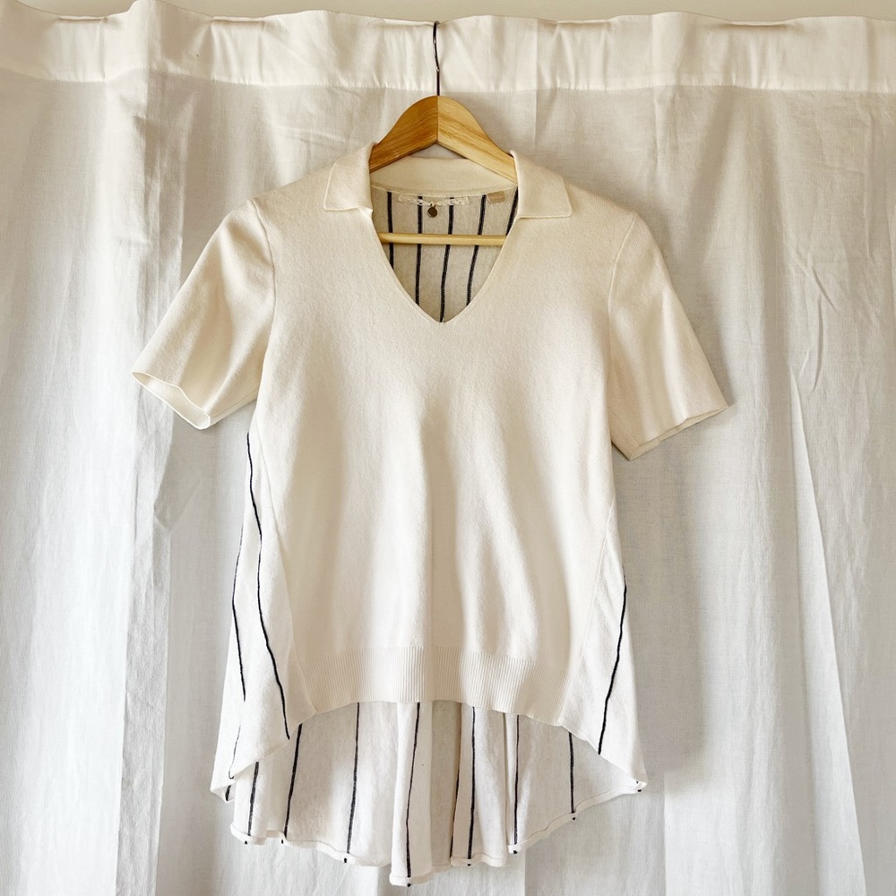 Anthropologie Knitted & Knotted Somerset Collared Knit Top XS